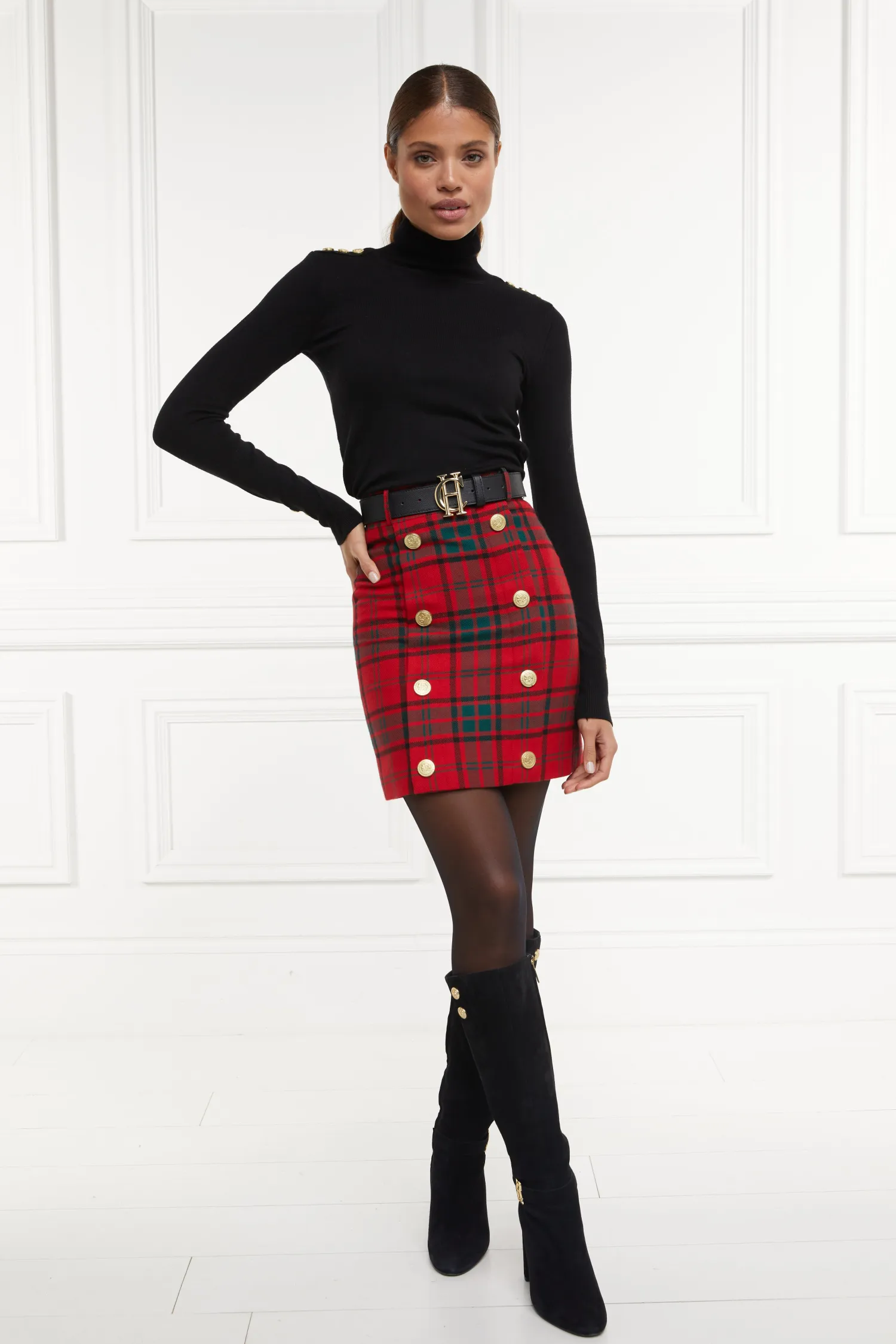 Fashion Knightsbridge Skirt (Red Tartan) Women Skirts|Tailoring
