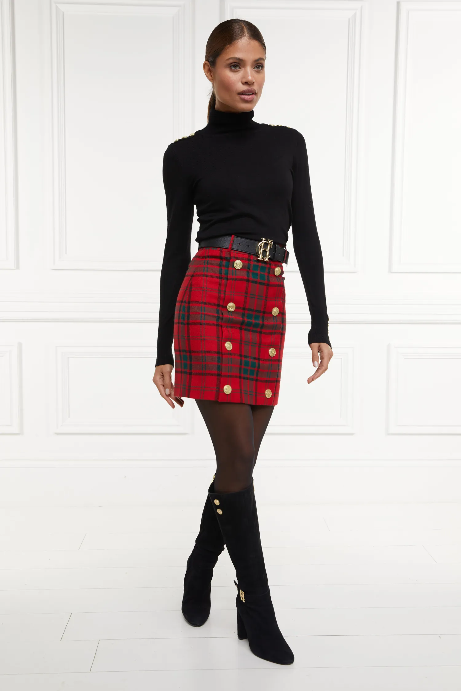 Fashion Knightsbridge Skirt (Red Tartan) Women Skirts|Tailoring