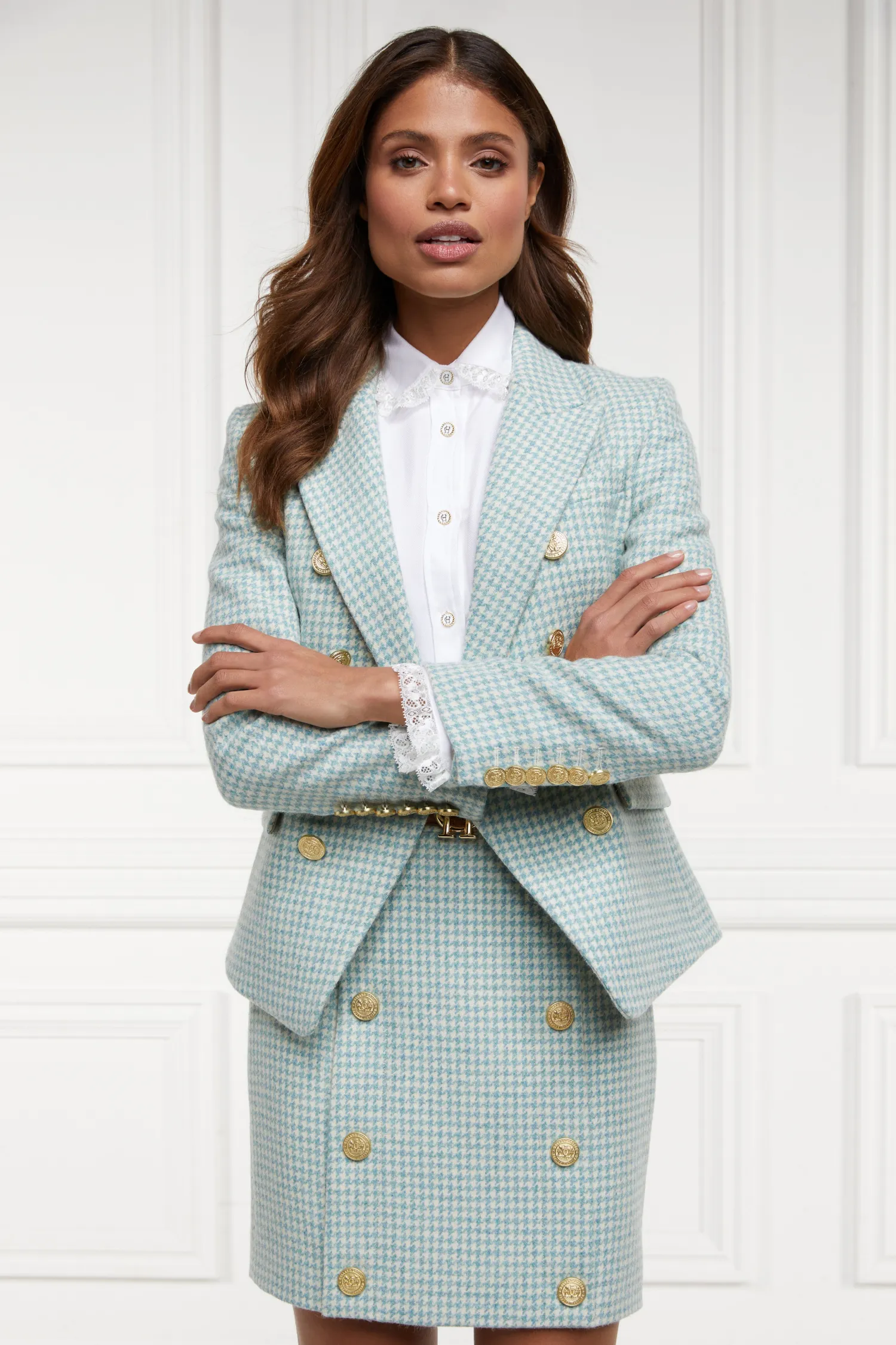 Online Knightsbridge Skirt (Teal Houndstooth) Women Skirts|Tailoring