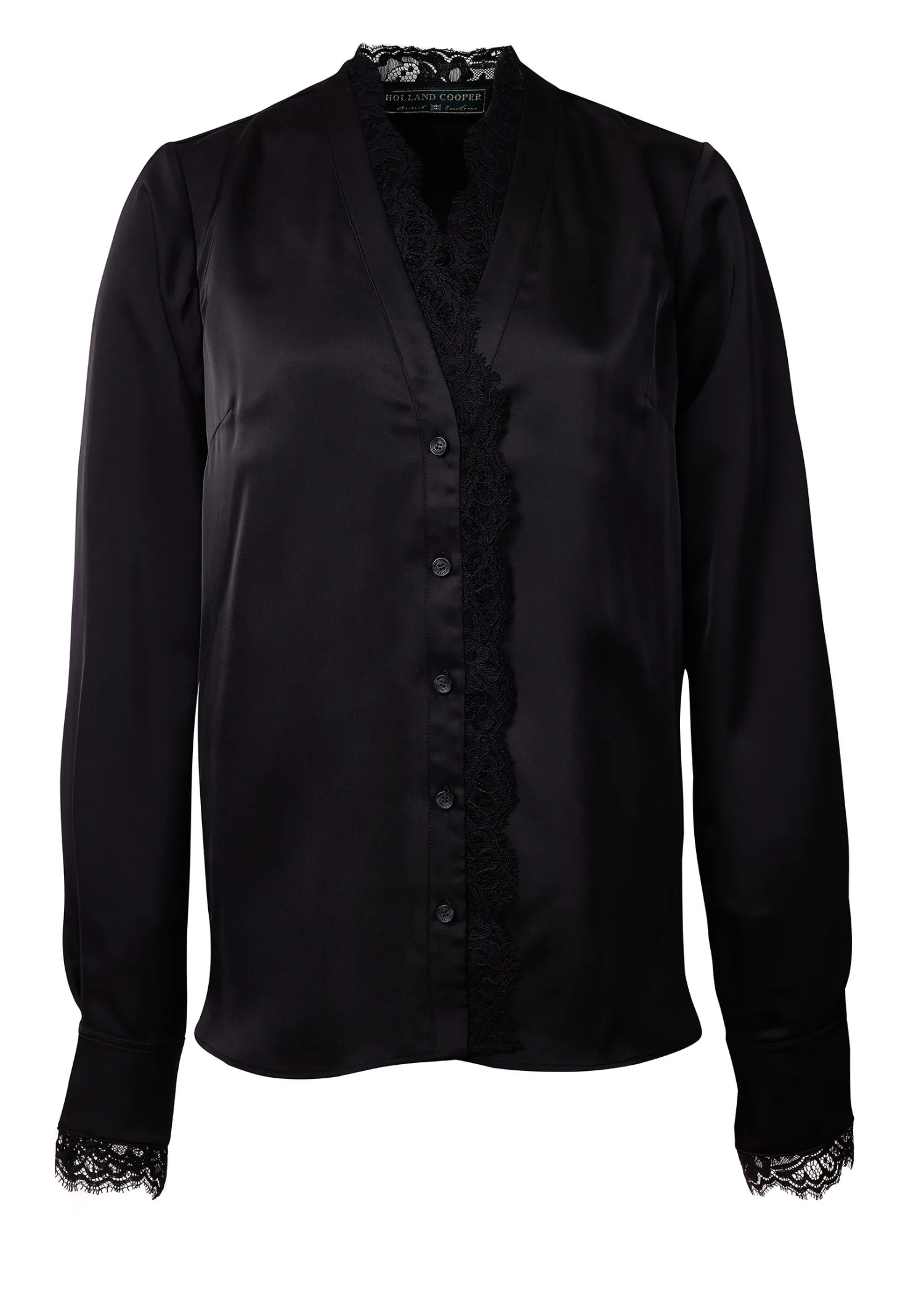 Discount Lace V-Neck Blouse (Black Satin) Women Shirts & Blouses