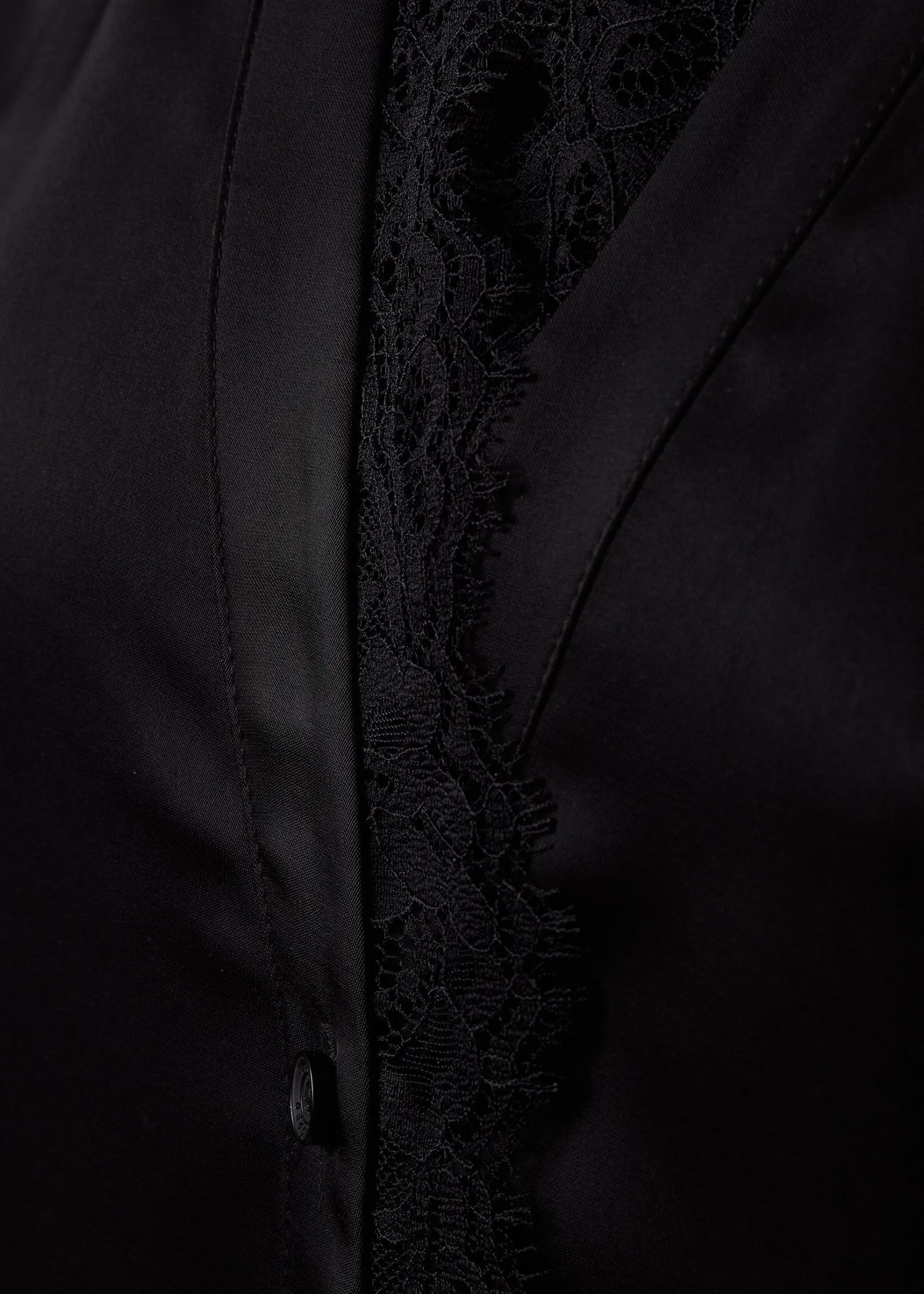 Discount Lace V-Neck Blouse (Black Satin) Women Shirts & Blouses