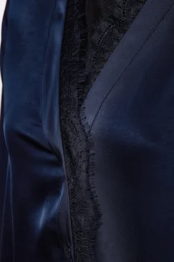 New Lace V-Neck Blouse (Ink Navy) Women Shirts & Blouses