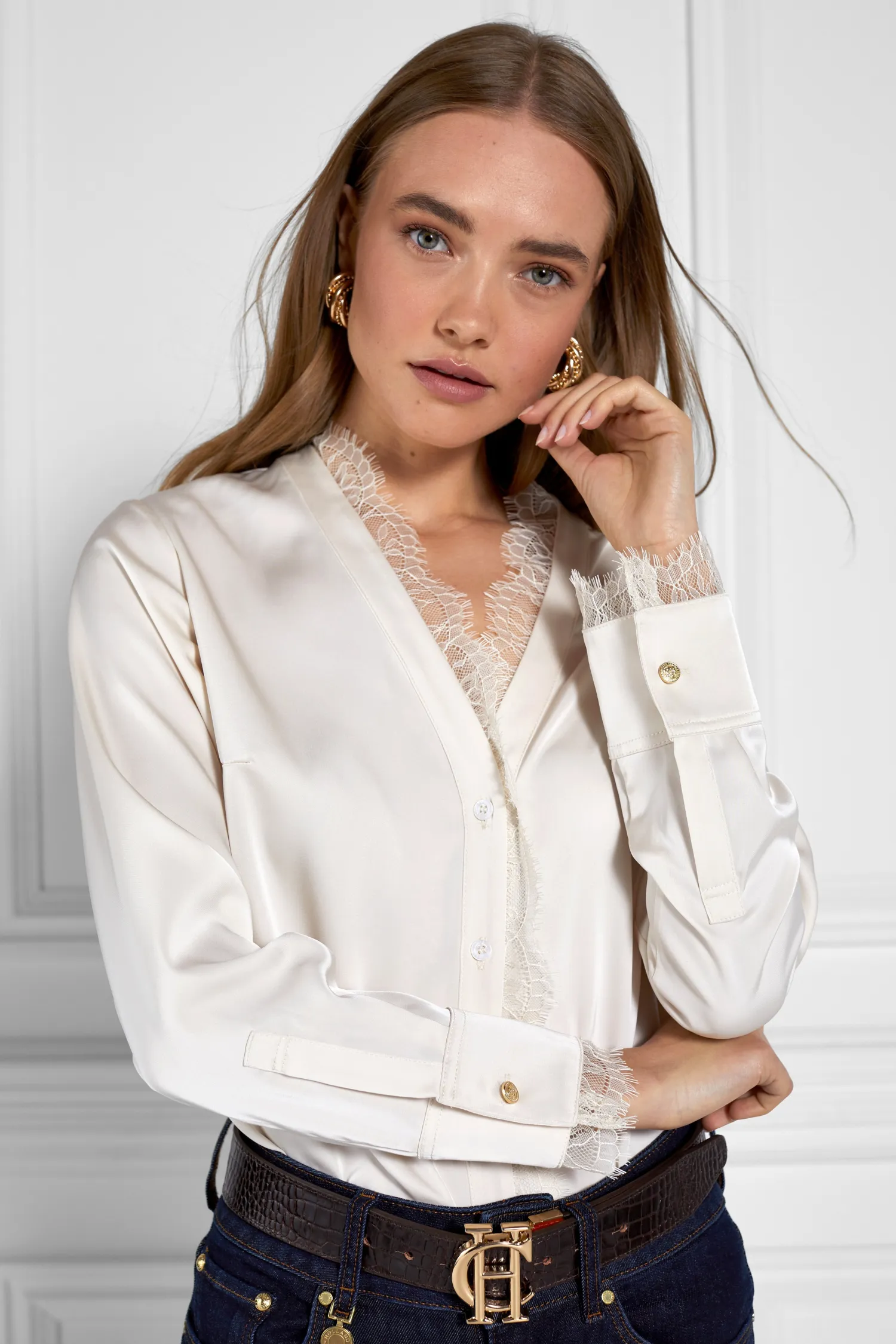 Fashion Lace V-Neck Blouse Women Shirts & Blouses