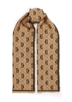 New Lightweight Monogram Scarf (Light Camel Forest Green) Women Scarves|Scarves