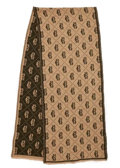 New Lightweight Monogram Scarf (Light Camel Forest Green) Women Scarves|Scarves