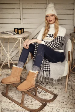 Hot Logo Ski Knit (Winter White) Women Knitwear|Knitwear And Thermals
