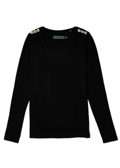 Discount Long Sleeve V-Neck Tee Women Tees|Tops