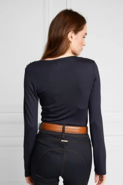 Best Long Sleeve V-Neck Tee (Ink Navy) Women Tees|Tops