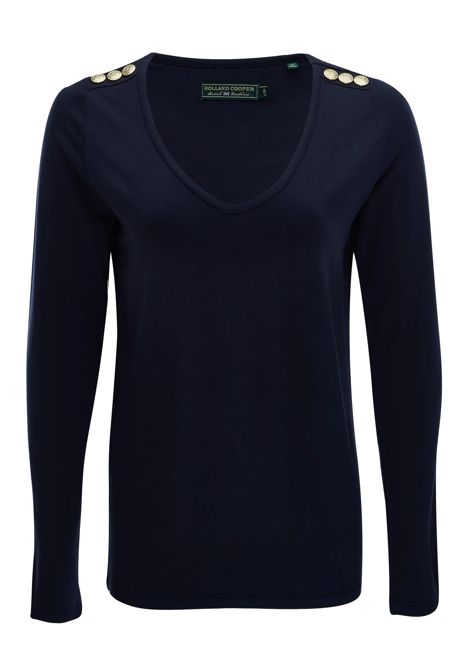 Best Long Sleeve V-Neck Tee (Ink Navy) Women Tees|Tops