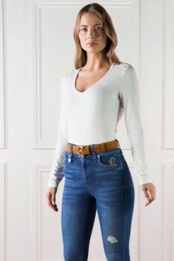 New Long Sleeve V-Neck Tee Women Tees|Tops