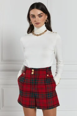 Fashion Luxe Tailored Short (Red Tartan) Women Shorts|Tailoring