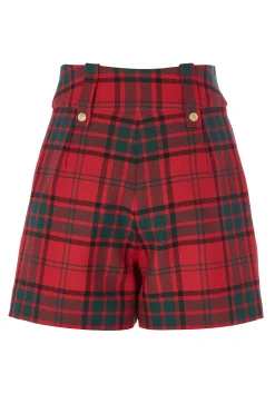 Fashion Luxe Tailored Short (Red Tartan) Women Shorts|Tailoring