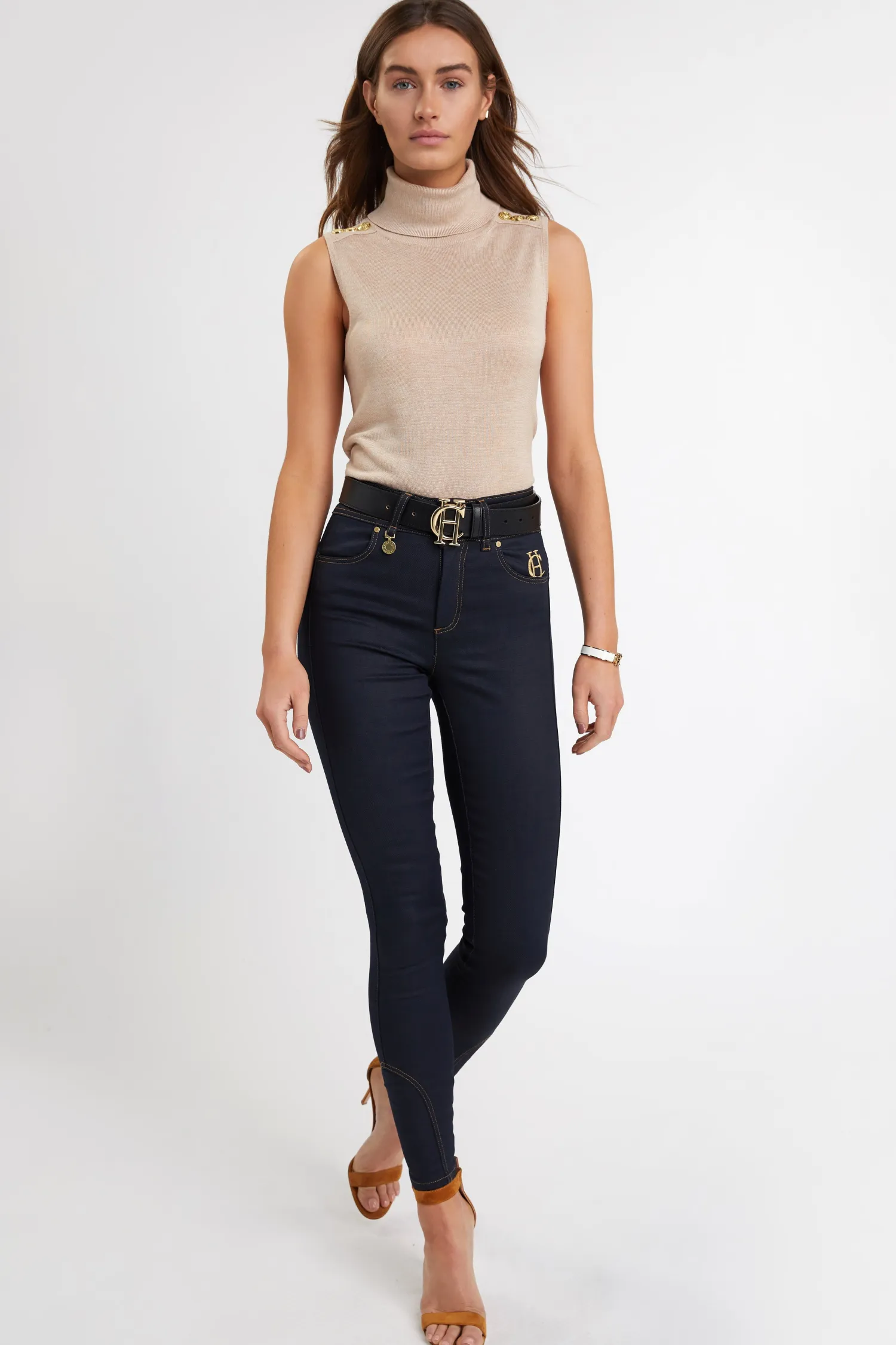 Clearance Luxury Sleeveless Roll Neck Women Knitwear