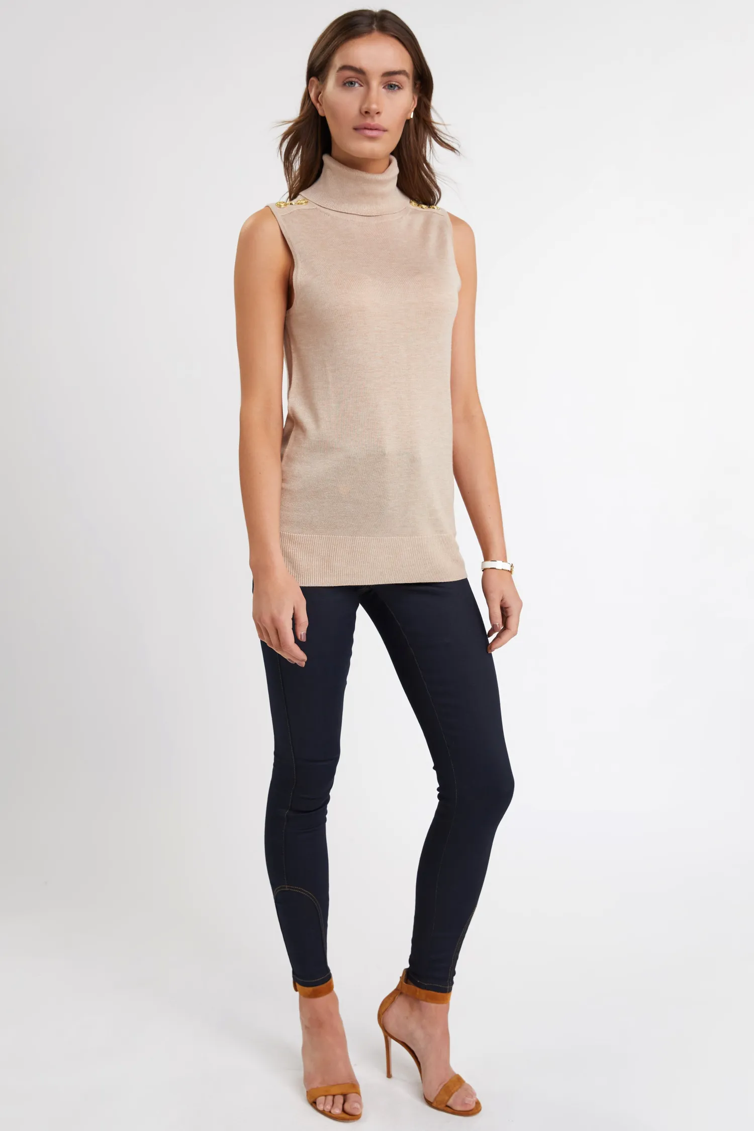 Clearance Luxury Sleeveless Roll Neck Women Knitwear