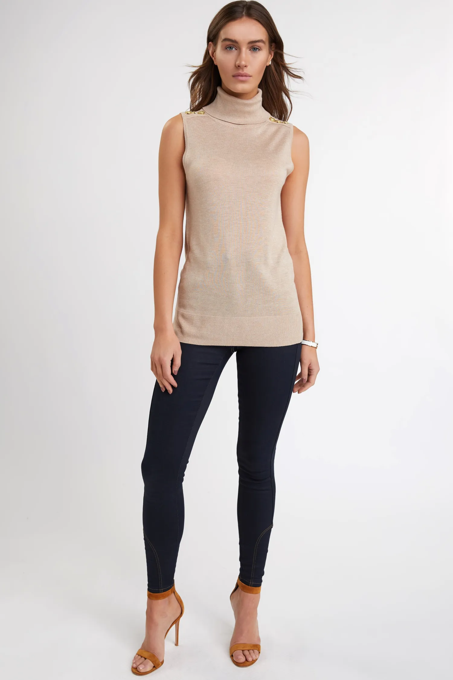 Clearance Luxury Sleeveless Roll Neck Women Knitwear