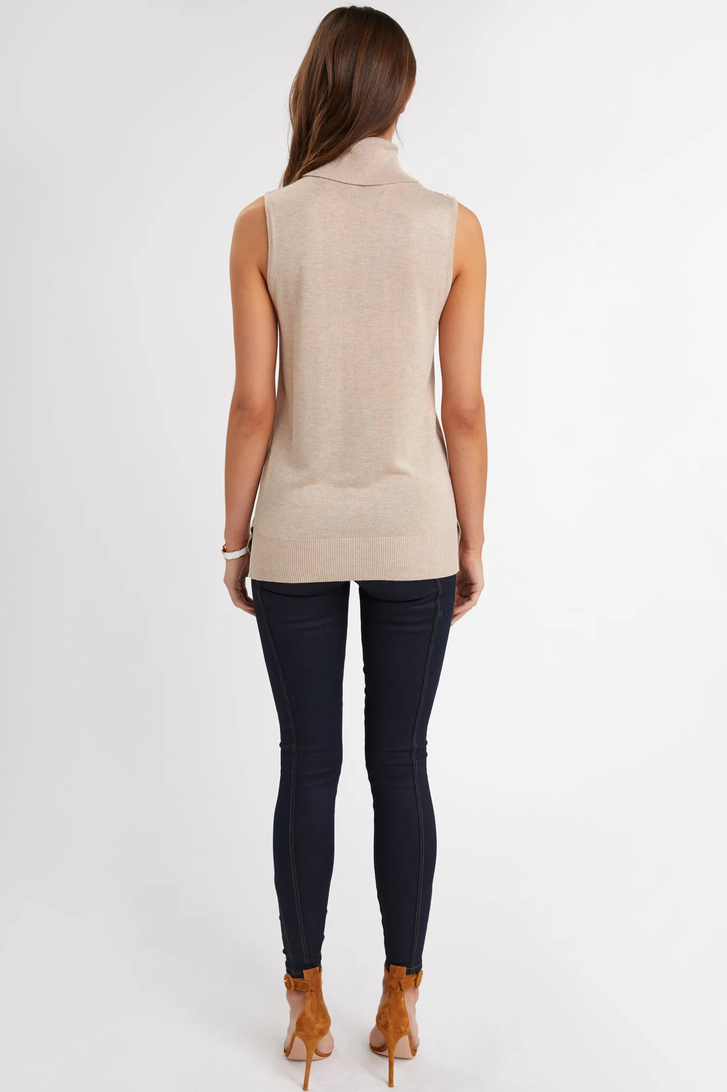 Clearance Luxury Sleeveless Roll Neck Women Knitwear