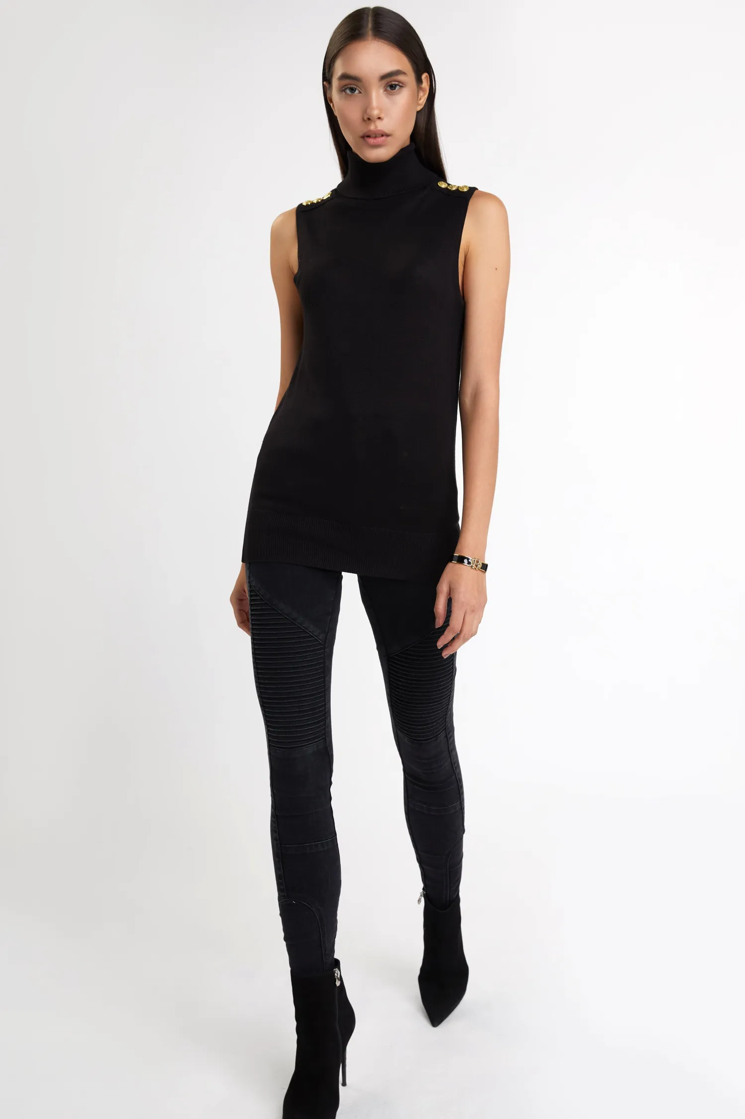 Online Luxury Sleeveless Roll Neck Women Knitwear