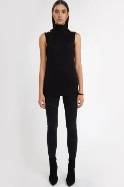 Online Luxury Sleeveless Roll Neck Women Knitwear