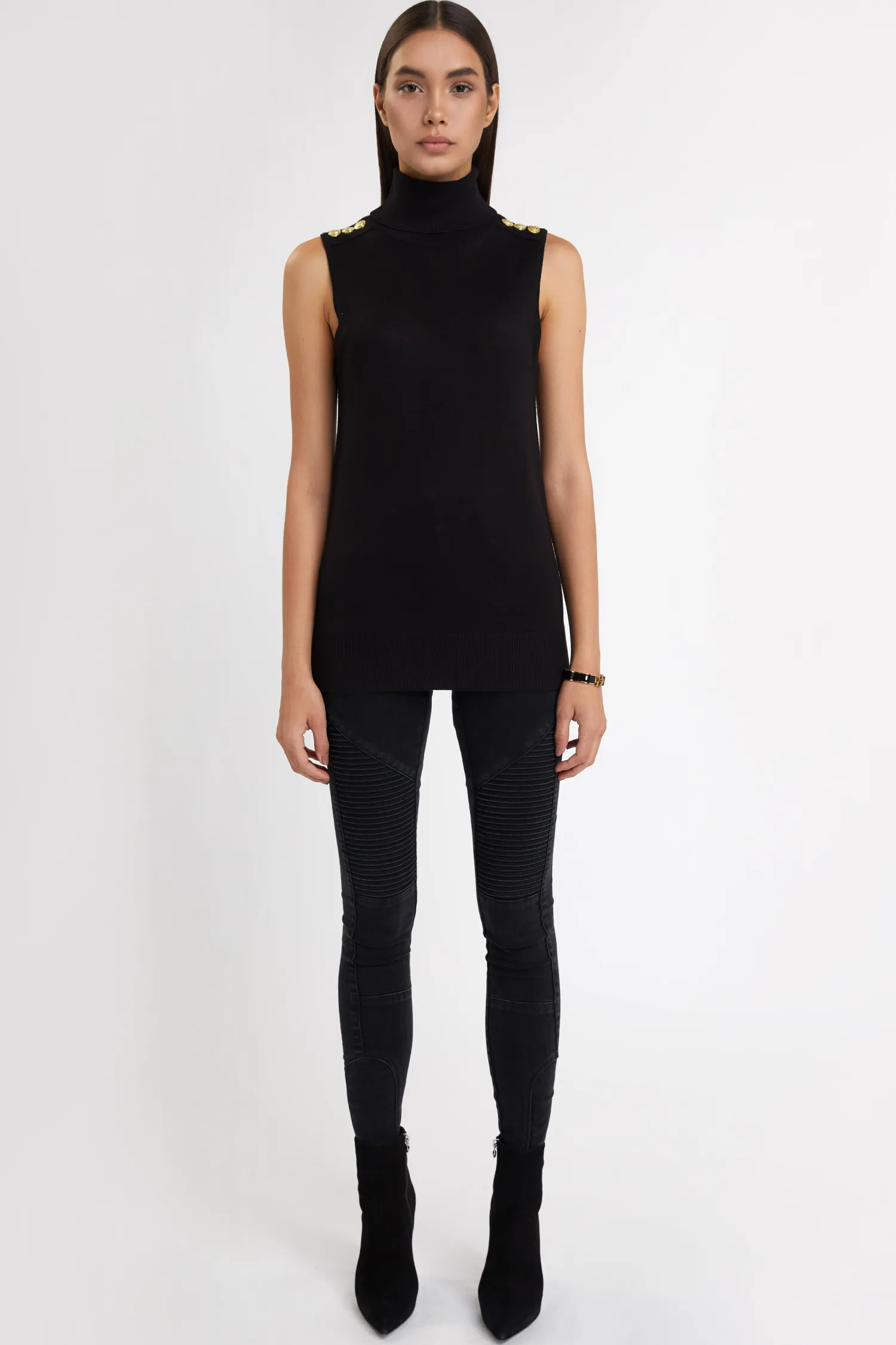 Online Luxury Sleeveless Roll Neck Women Knitwear