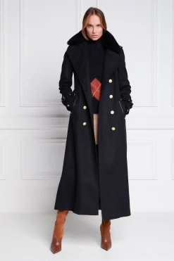 Best Marlborough Shearling Trench Coat (Soft Black) Women Trench Coats|Coats