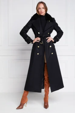 Best Marlborough Shearling Trench Coat (Soft Black) Women Trench Coats|Coats