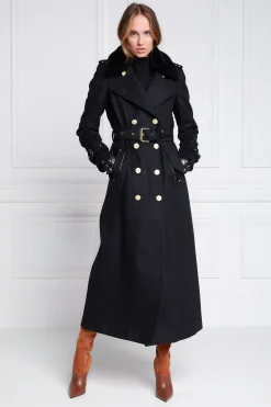 Best Marlborough Shearling Trench Coat (Soft Black) Women Trench Coats|Coats