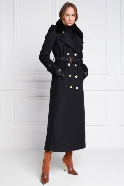 Best Marlborough Shearling Trench Coat (Soft Black) Women Trench Coats|Coats