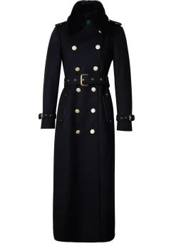 Best Marlborough Shearling Trench Coat (Soft Black) Women Trench Coats|Coats