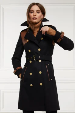 Online Marlborough Trench Coat (Soft Black Tan) Women Trench Coats|Coats