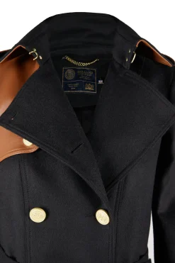 Online Marlborough Trench Coat (Soft Black Tan) Women Trench Coats|Coats