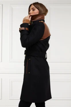 Online Marlborough Trench Coat (Soft Black Tan) Women Trench Coats|Coats