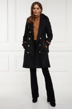 Online Marlborough Trench Coat (Soft Black Tan) Women Trench Coats|Coats