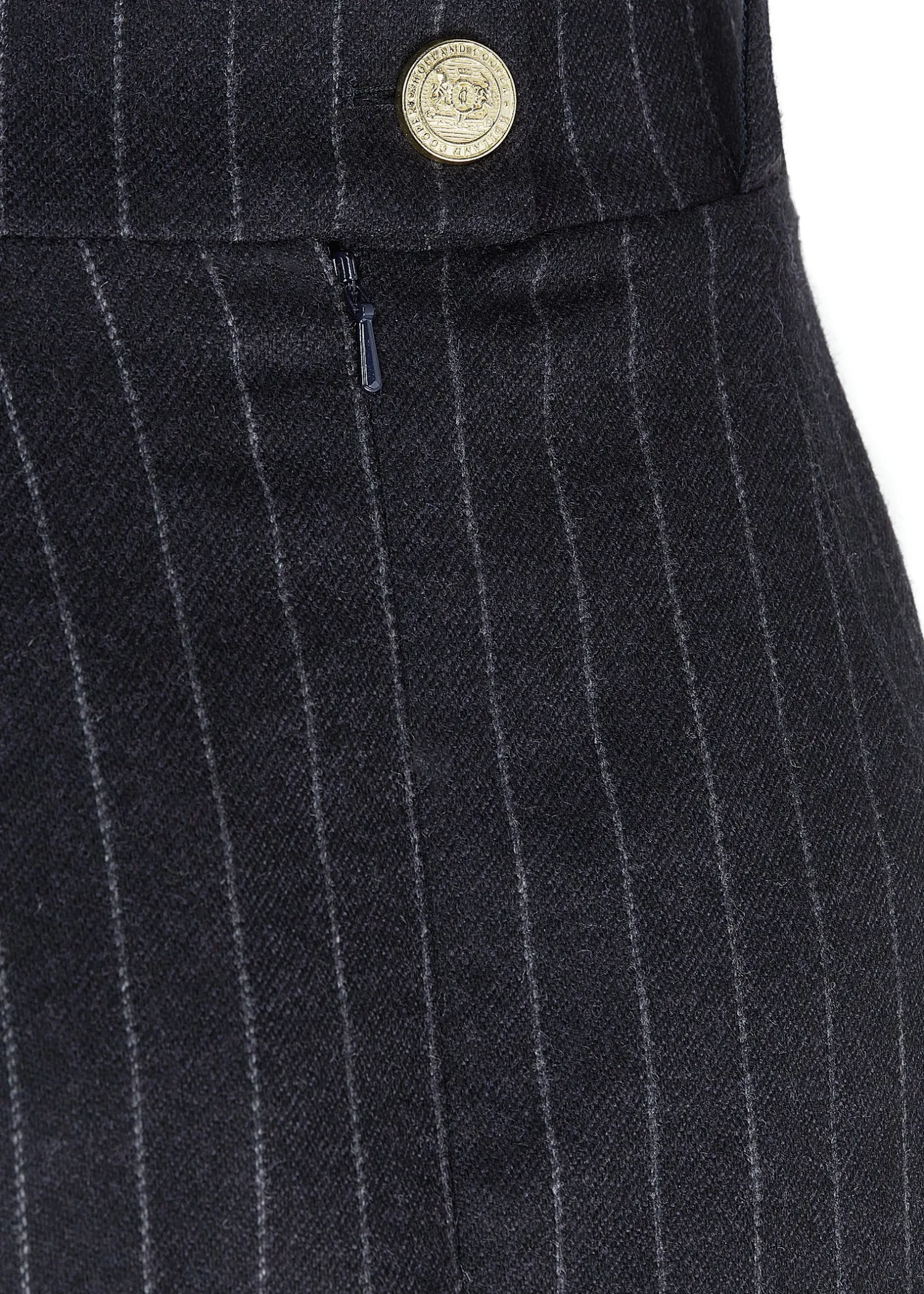 New Mayfair Pencil Skirt (Charcoal Pinstripe) Women Skirts|Tailoring