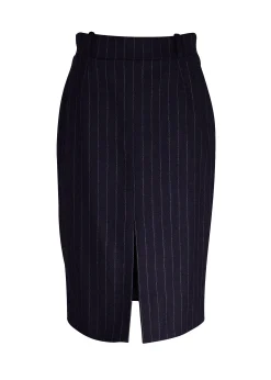 Outlet Mayfair Pencil Skirt (Navy Chalk Pinstripe) Women Briefcase|Skirts