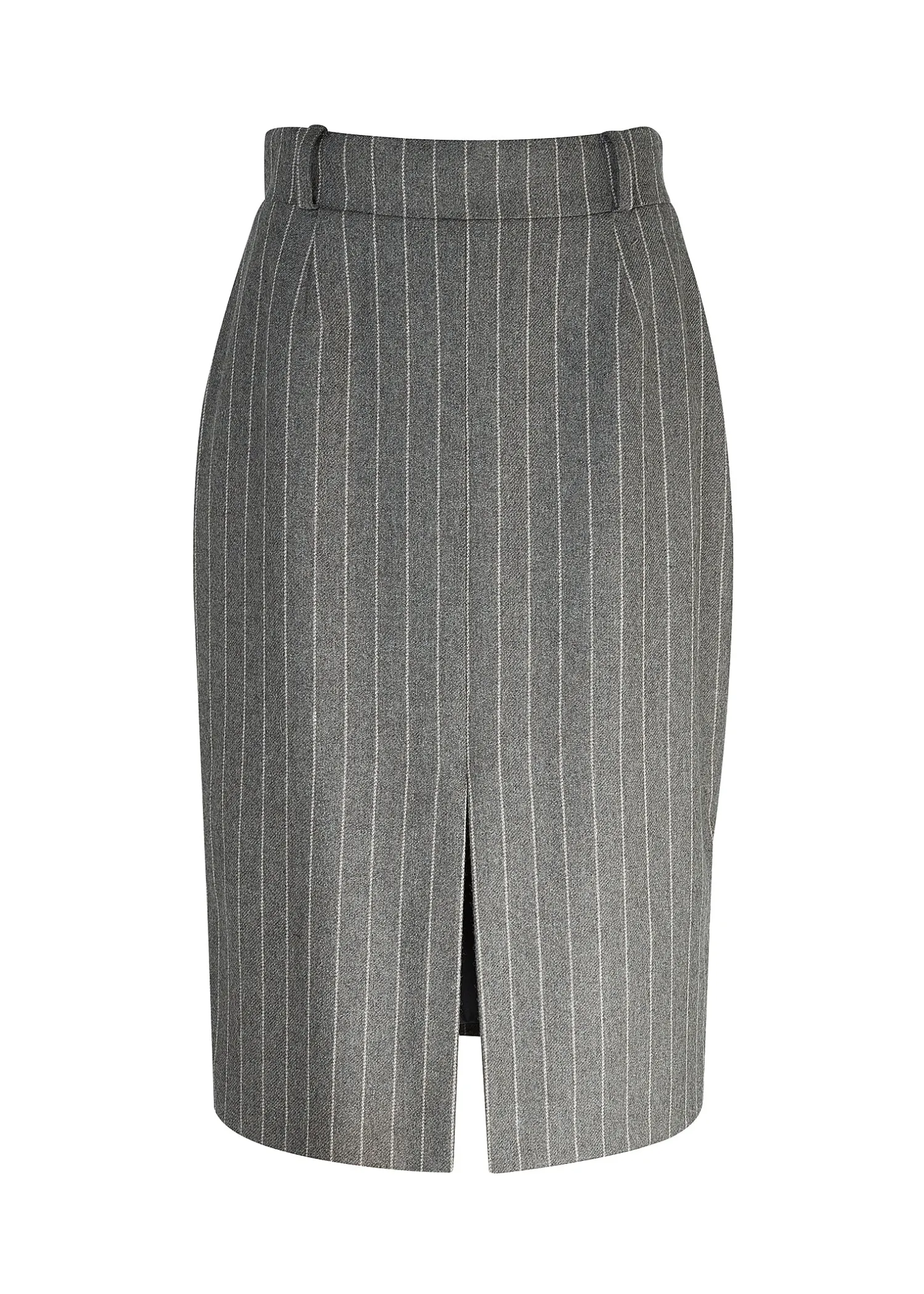 Fashion Mayfair Pencil Skirt (Soft Grey Pinstripe) Women Skirts|Tailoring