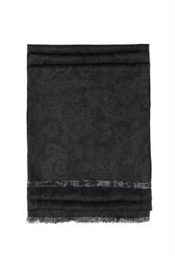 New Men's Silk Scarf (Black Charcoal Paisley) Scarves|Scarves