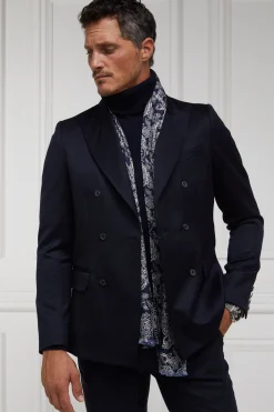 Online Men's Silk Scarf (Ink Navy Cream Paisley) Scarves|Scarves