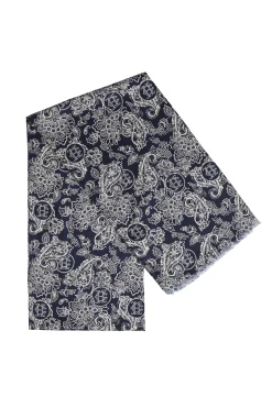 Online Men's Silk Scarf (Ink Navy Cream Paisley) Scarves|Scarves