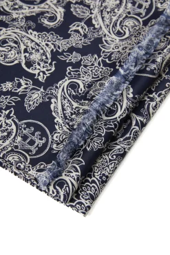 Online Men's Silk Scarf (Ink Navy Cream Paisley) Scarves|Scarves
