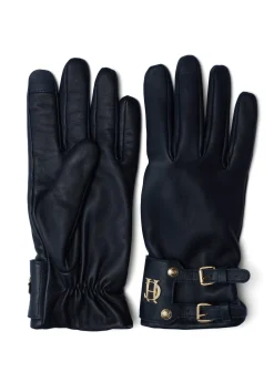 Clearance Monogram Leather Gloves (Ink Navy) Women Gloves|Gloves