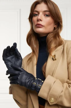 Clearance Monogram Leather Gloves (Ink Navy) Women Gloves|Gloves