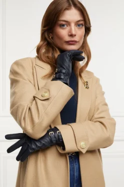 Clearance Monogram Leather Gloves (Ink Navy) Women Gloves|Gloves
