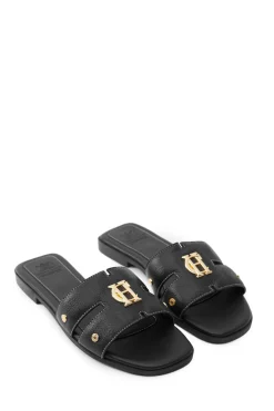 Best Monogram Slides (Black Leather) Women Sandals & Slides