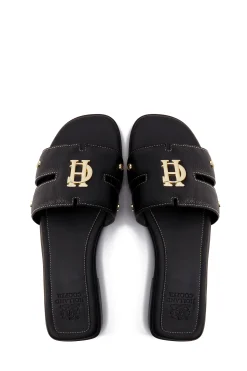 Best Monogram Slides (Black Leather) Women Sandals & Slides