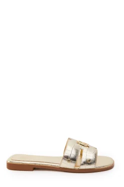 Outlet Monogram Slides (Gold Croc) Women Sandals & Slides