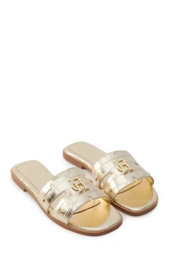 Outlet Monogram Slides (Gold Croc) Women Sandals & Slides