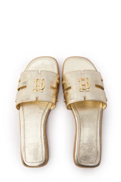 Outlet Monogram Slides (Gold Croc) Women Sandals & Slides