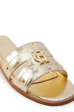Outlet Monogram Slides (Gold Croc) Women Sandals & Slides