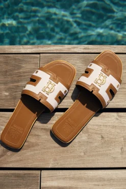 Online Monogram Slides (Tan Canvas) Women Sandals & Slides
