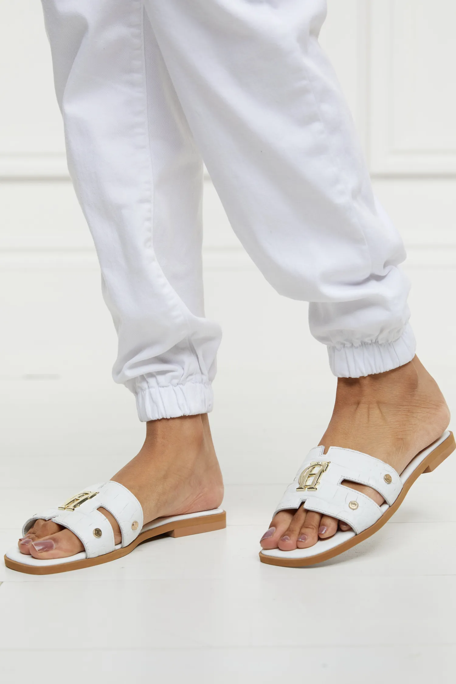 Clearance Monogram Slides (White Croc) Women Sandals & Slides